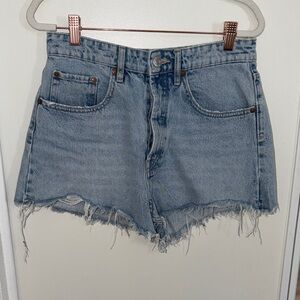 Zara Light Blue High Waisted Raw Hem Jean Shorts | 6